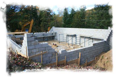 Cement blocks laid
