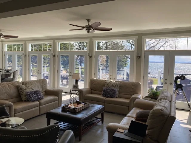 Lakeside sunroom fitted with KV Custom Windows & Doors